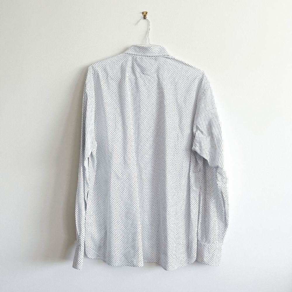 Tommy Hilfiger Mens Dress Shirt Long Sleeve Button Down Polka White Black XL - Picture 2 of 8
